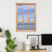 Poster Vue océanique calme et calme depuis une fenêtre (Bureau à domicile)