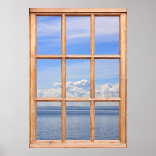 Poster Vue océanique calme et calme depuis une fenêtre (Devant)