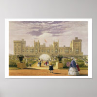 Vue orientale du château et du jardin, Windsor Cas