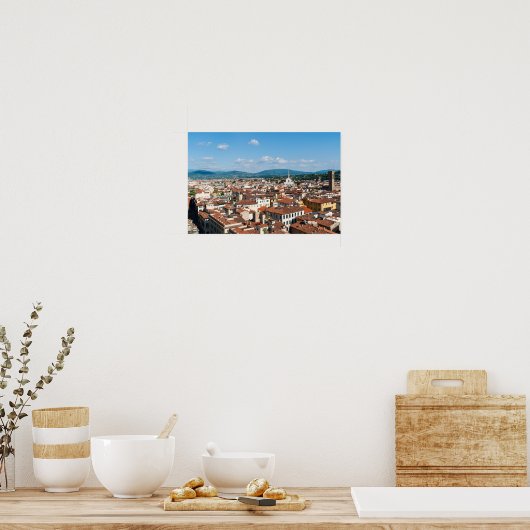 Poster Vue panoramique aérienne de Florence - Toscane, It (Cuisine)