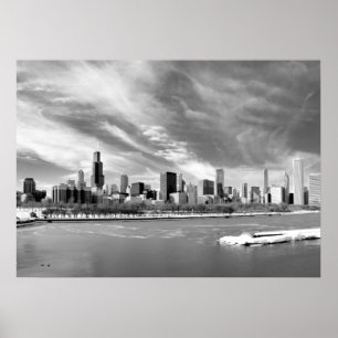 Poster Vue panoramique de Chicago en hiver