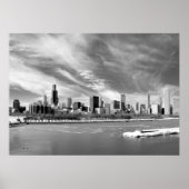 Poster Vue panoramique de Chicago en hiver (Devant)