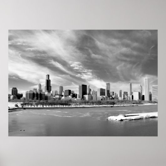 Poster Vue panoramique de Chicago en hiver (Devant)