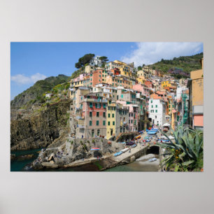 Poster Vue panoramique de la zone du village de Riomaggio