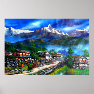 Poster Vue Panoramique De L'Everest Mountain Nepal