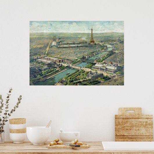 Poster Vue panoramique de l'exposition universelle 1900 (Cuisine)