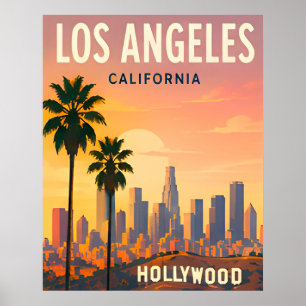 Poster Vue panoramique de Los Angeles et Hollywood Hills