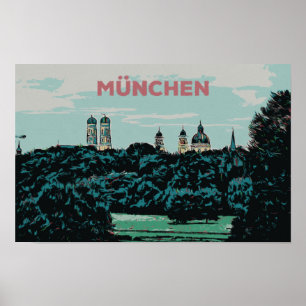 Poster Vue panoramique de Munich depuis la campagne