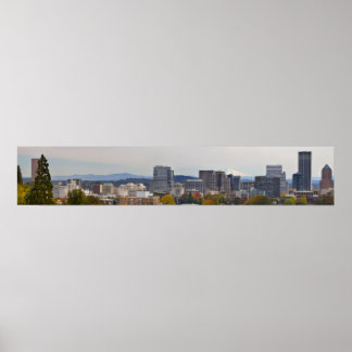 Poster Vue panoramique du centre-ville de Portland Oregon