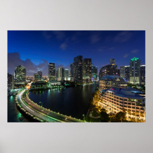 Poster Vue panoramique élevée de la ville depuis Brickell