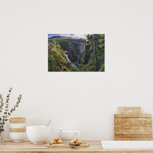 Poster Vue panoramique en soirée - Hordaland, Norvège (Cuisine)