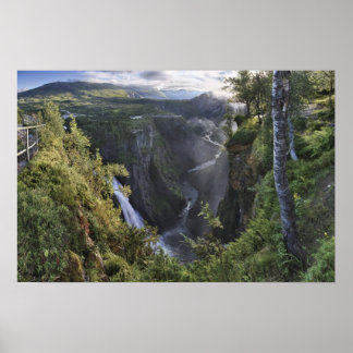 Poster Vue panoramique en soirée - Hordaland, Norvège