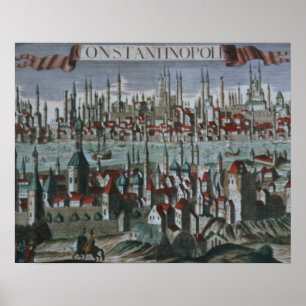 Poster Vue panoramique sur Constantinople, fin 18ème sièc