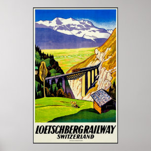 Poster Vue panoramique sur le chemin de fer Loetschberg, 