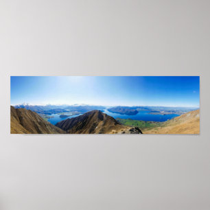 Poster Vue panoramique sur les montagnes Nouvelle-Zélande