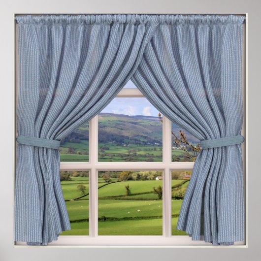 Poster Vue parfaite : Fake Window on Valley and Hills (Devant)