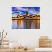 Poster Vue pittoresque du fleuve Regensburg (Cuisine)