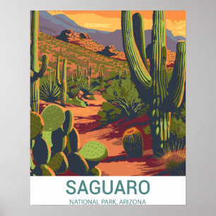 Poster Vue Pittoresque du rétro Saguaro