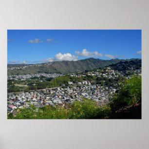 Poster Vue pittoresque d'un quartier Honolulu Hawaii