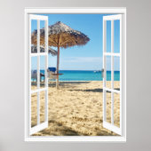 Poster Vue Plage De Sable Et Fenêtre Mer (Devant)