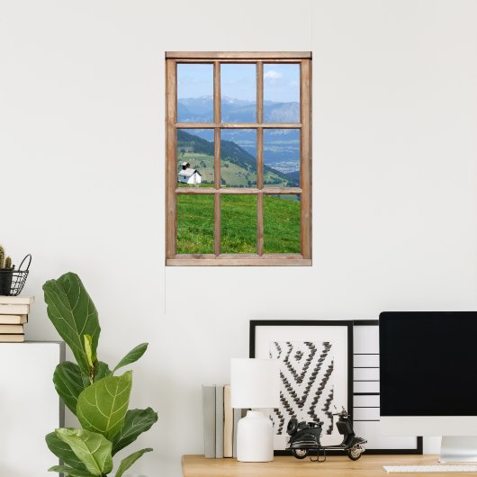 Poster Vue pré Alpes à partir d'une fenêtre (Bureau à domicile)
