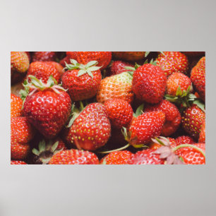 Poster Vue rapprochée sur fraise fraîche d'été avec la pi