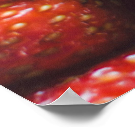 Poster Vue rapprochée sur fraise fraîche d'été avec la pi (Coin)