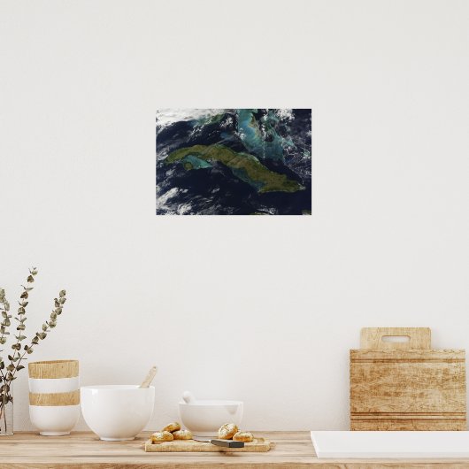 Poster Vue satellite de Cuba (Cuisine)