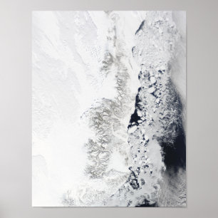 Poster Vue satellite de la côte orientale de Greenlan