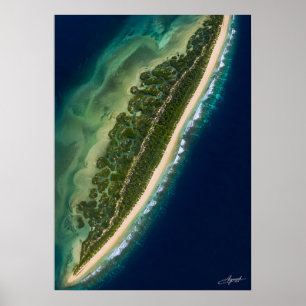 Poster Vue satellite de la lagune de mangrove de l'île ba
