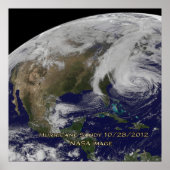 Poster Vue satellite de l'ouragan Sandy (Devant)