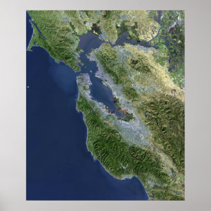 Poster Vue satellite de San Francisco, la Californie