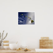 Poster Vue satellite des îles Hawaii (Cuisine)