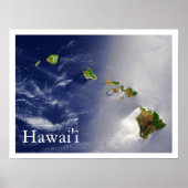 Poster Vue satellite des îles Hawaii (Devant)