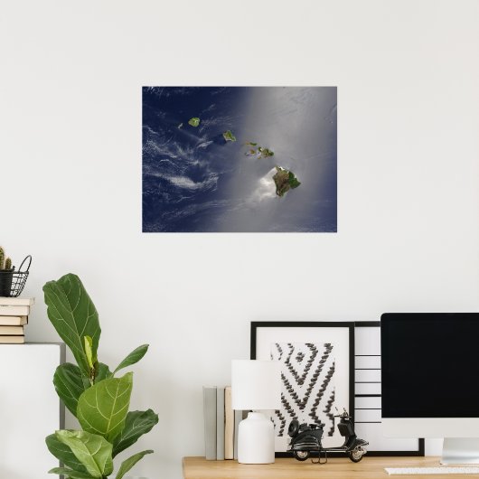 Poster Vue satellite des îles Hawaii (Bureau à domicile)