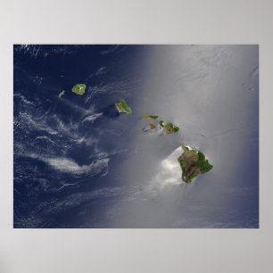 Poster Vue satellite des îles Hawaii