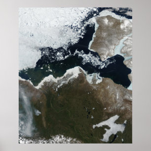 Poster Vue satellite du Nord-Ouest canadien