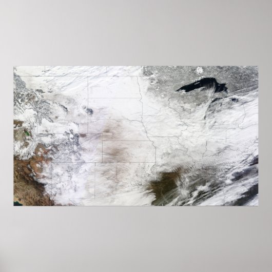 Poster Vue satellite d'une énorme tempête d'hiver au-dess (Devant)