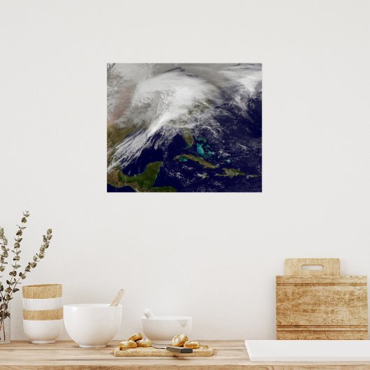 Poster Vue satellite d'une tempête d'hiver massive (Cuisine)