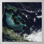 Poster Vue satellite sur les îles Bahama (Devant)