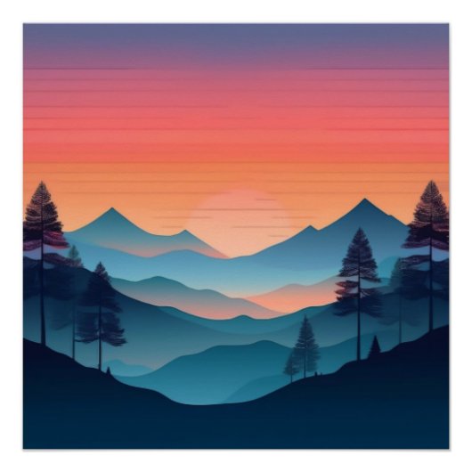 Poster Vue Serene Mountain Sunset (Devant)