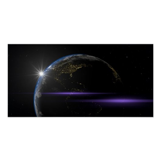 Poster Vue spatiale de la planète Terre (Devant)