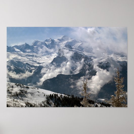 Poster Vue spectaculaire sur le Mont Blanc (Devant)