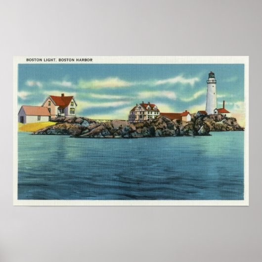 Poster Vue sur Boston Harbour et Boston Lighthouse (Devant)