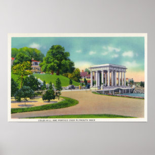 Poster Vue sur Coles Hill et Plymouth Rock Portico