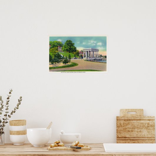 Poster Vue sur Coles Hill et Plymouth Rock Portico (Cuisine)