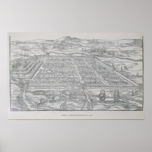Poster Vue sur Cusco, depuis Ramusio, pub. 1556