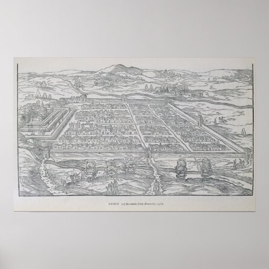 Poster Vue sur Cusco, depuis Ramusio, pub. 1556 (Devant)