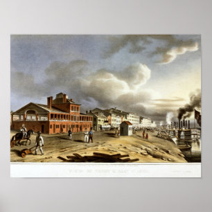 Poster Vue sur Front Street, St. Louis. Vintage