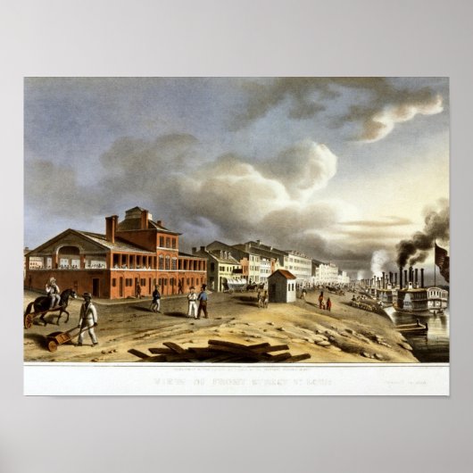 Poster Vue sur Front Street, St. Louis. Vintage (Devant)